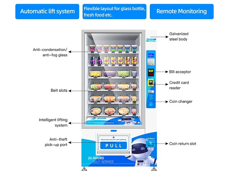 Zg Elevator Vending Machine with Conveyor Belt for Fragile Glass Bottles 9g