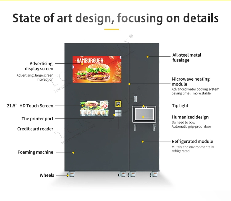 Tcn Chinese Manufacturer Heated Hot Food Hamburger Vending Machine Full Automatic